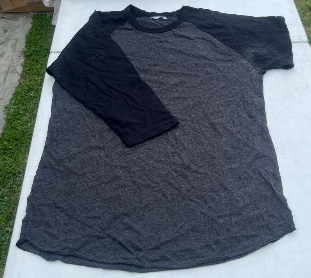 Charcoal Heather and Black Raglan Short Sleeve T-Shirt